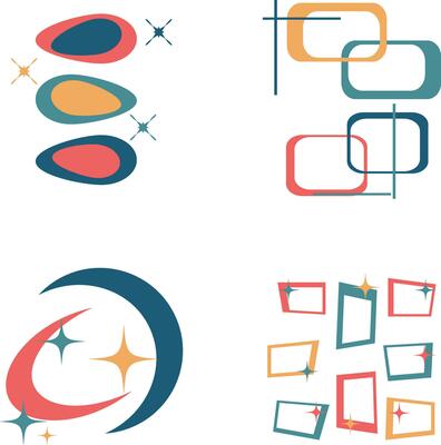 1970s Mid Century Retro Abstract Pattern