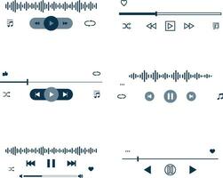 Music Player Overlay Design with Button and track, Vector Illustration