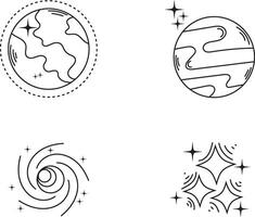 Cosmic Vintage Minimalist Line Art with Abstract Style Concept. Vector Set