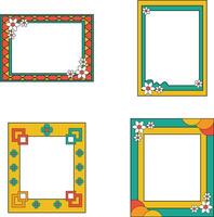 Geometric Retro Pop Frame with Colorful Pattern. Vector Illustration