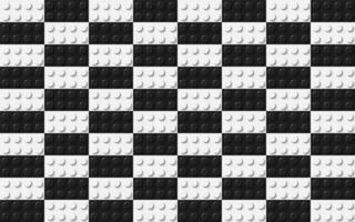 Many toys blocks in black and white colors. Plastic bricks banner. Vector pattern background