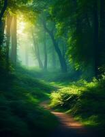 Enchanting forest beautiful high quality. Generative AI photo