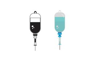 The vector illustration showcases the process of intravenous infusion, with medical equipment and fluids being administered to a patient through an IV line. The scene is set on a white background,