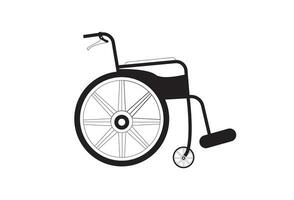 a flat icon of a wheelchair, which is represented in vector format, and is isolated on a white background. The icon symbolizes accessibility and mobility for individuals with mobility challenges.