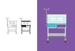 baby incubator box icon illustration, there are 3 design variants. line, black and white, and color. You can use this icon for various design needs vector