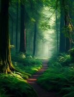 Enchanting forest beautiful high quality. Generative AI photo