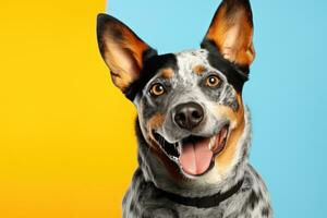 cute australian heeler on a color background, AI Generated photo