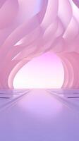 A pink tunnel with white walls and a pink sky Generative AI photo