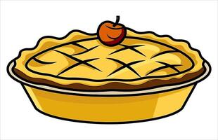 Apple pie Flat Design Dessert Icon, Illustration of an Apple pie. vector