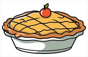 Apple pie Flat Design Dessert Icon, Illustration of an Apple pie. vector