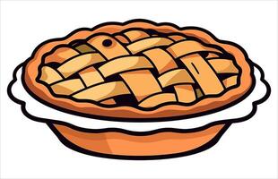 Apple pie Flat Design Dessert Icon, Illustration of an Apple pie. vector