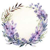 watercolor floral frame , wreath, AI Generated photo