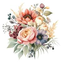floral bouquet isolated on white , AI Generated photo