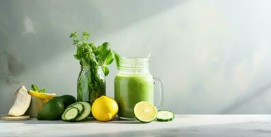 Fresh organic green smoothie photo