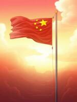 Chinese national flag, the National Day of the People's Republic of China on October 31st, anniversary of the Chinese people and the great celebration of the People's Republic of China.Generative AI photo