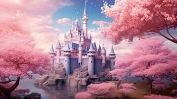 Pink princess castle background photo