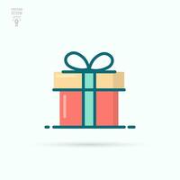 Surprise gift box. Holiday gift box tied with ribbon. Isolated vector illustration