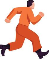 Prisoner running and escaping wearing orange jumpsuit flat style vector illustration, captive, convict, detainee, hostage, con, or culprit running flat style stock vector image