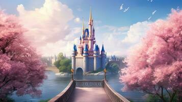 Pink princess castle background photo