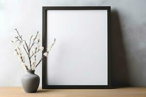 Black square white background wall art mockup photo