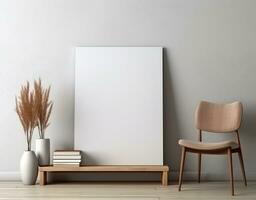 Minimalist living room with frame mockup photo