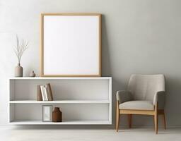 Minimalist living room with frame mockup photo