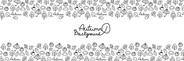 Autumn doodle background frame border vector illustration
