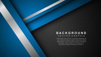 Abstract blue overlapping layers background combined with silver textured lines decoration. Luxury and premium concept vector design template for using modern cover elements, banners, cards