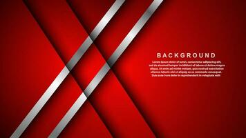 Abstract red overlapping layers background combined with silver textured lines decoration. Luxury and premium concept vector design template for using modern cover elements, banners, cards