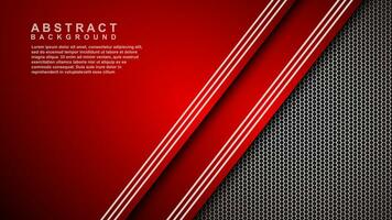 Abstract red overlapping layers background combined with silver textured lines decoration. Luxury and premium concept vector design template for using modern cover elements, banners, cards