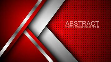 Abstract red and white overlapping layers background combined with silver textured lines decoration. Luxury and premium concept vector design template for using modern cover elements, banners, cards