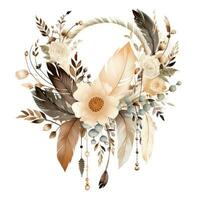 floral wreath isolated on white , AI Generated photo