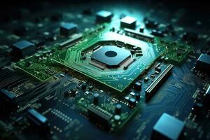 microchip for computer on dark background, AI Generative photo