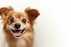 cute dog on white background, AI Generated photo