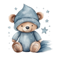 mignonne aquarelle nuit ours png