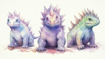 watercolor cartoon style dinosaurs, AI Generated photo