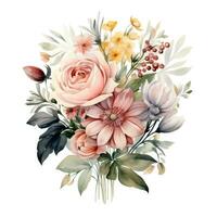 floral bouquet isolated on white , AI Generated photo