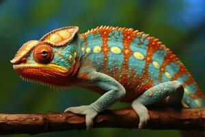 colorful panther chameleon in wild nature, AI Generated photo