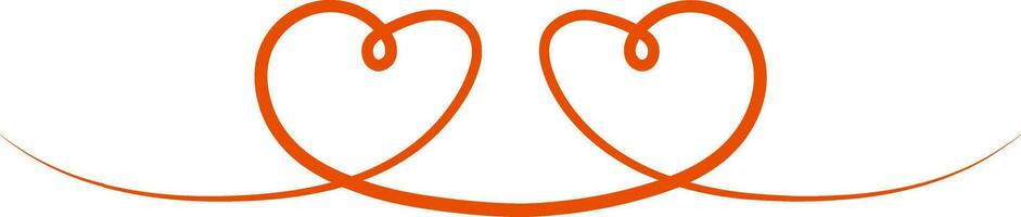 Two hearts drawn each other symbol love one line vector