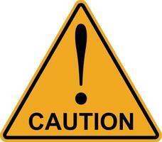 Orange yellow triangle exclamation mark caution Hazard warning attention sign vector