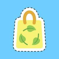 Sticker line cut eco bag. Ecology and environment elements. Good for prints, posters, logo, infographics, etc. vector