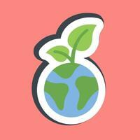 Sticker plants grow on earth. Ecology and environment elements. Good for prints, posters, logo, infographics, etc. vector