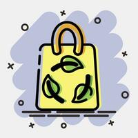 icono eco bolsa. ecología y ambiente elementos. íconos en cómic estilo. bueno para huellas dactilares, carteles, logo, infografía, etc. vector