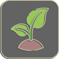 icono planta. ecología y ambiente elementos. íconos en en relieve estilo. bueno para huellas dactilares, carteles, logo, infografía, etc. vector