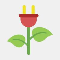 Icon plug shaped plant. Ecology and environment elements. Icons in flat style. Good for prints, posters, logo, infographics, etc. vector