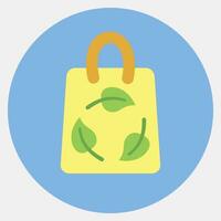 icono eco bolsa. ecología y ambiente elementos. íconos en color compañero estilo. bueno para huellas dactilares, carteles, logo, infografía, etc. vector