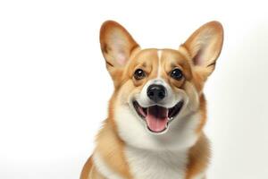 cute corgi on white background, AI Generated photo