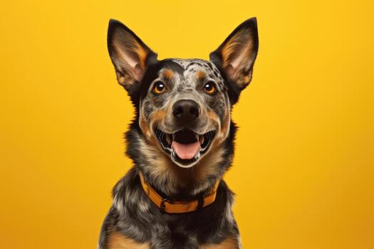 cute australian heeler on a color background, AI Generated photo