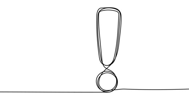 exclamación marca continuo línea Arte firmar dibujo punto soltero. negrita exclamación marca vector ilustración agarrar atención y resolver problemas. mejor vector ilustración importante mensajes y advertencias