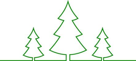 Christmas trees one line drawn pattern new year vector